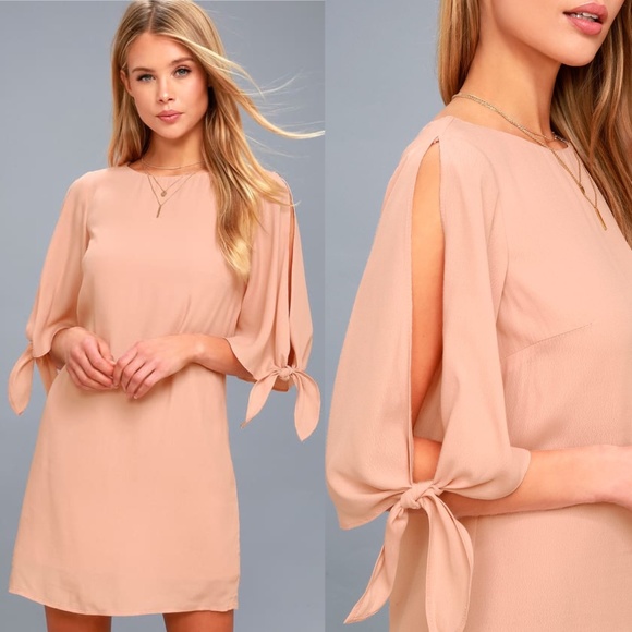 Lulus Dresses & Skirts - Lulu's Unspoken Love Pink Tie-Sleeve Shift Dress